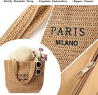 Tavaleu Straw Beach Bags for Women, Large Beach Bag Summer Woven Tote Bag Travel Shoulder Handbags for Holiday