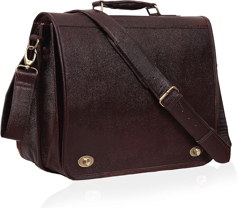 Leather Farm Messenger Bag for Men & Women 16 Inch – Premium Vintage Handmade Laptop Briefcase Satchel, Mens Shoulder Crossbody, Genuine Leather Computer Bag with Adjustable Strap Brown