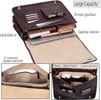 Leather Farm Messenger Bag for Men & Women 16 Inch – Premium Vintage Handmade Laptop Briefcase Satchel, Mens Shoulder Crossbody, Genuine Leather Computer Bag with Adjustable Strap Brown