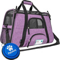 PetAmi Airline Approved Pet Carrier for Cats & Small Dogs, Soft Sided TSA Travel Carrier Bag with Sherpa Bed, Breathable Mesh Ventilation, Collapsible Bowl, Up to 18 lbs, Large Heather Purple