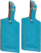 Travelambo Luggage Tags for Suitcases PU Leather Travel Tags Bag Tags Privacy Protection Travel Essentials
