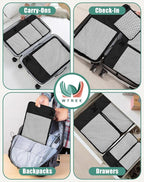 WTREE 4-Piece Packing Cubes Travel Accessories Set for Suitcases - Luggage Organizer Bags with Double Zipper - Mesh Top - Small/Medium/Large/Slim - Black