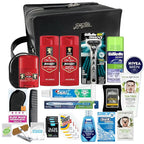 Convenience Kits International Men’s Super Premium 30 PC Travel Kit Featuring: Travel-Size Hair Care Products Plus Face, Body, Oral Care, Travel Essentials in Large Leather Toiletry Bag