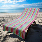COTTON CRAFT Oversized Beach Towel - 2 Pack XL 39 x 68 inches Big & Huge Beach Blanket Towel - 100% Cotton Dobby Terry Velour Stripe - Super Soft Luxury - Pool Picnic Bath - Pink Multi