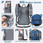 BECOJADDE 20L Small Hiking Backpack for Men Women Foldable Packable Back Pack Ultralight Hiking Daypack for Travel Camping Outdoor, Gray
