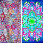 Genovega 2 Packs Oversized Beach Towel Set 36 x 72 in Large Big Pool Camping Swim Clearance Soft Towels Travel Essentials Accessories Must Haves Vacation Adult Gifts Women Men Necessities