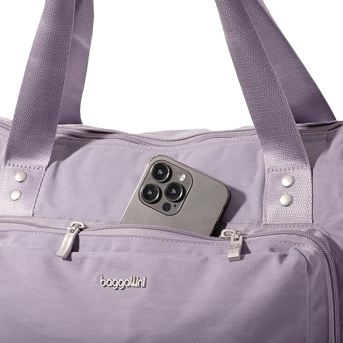 Baggallini Carryall Expandable Lightweight Travel Tote 22" Packable Folding Compact Nylon Washable Weekender w/Luggage Sleeve