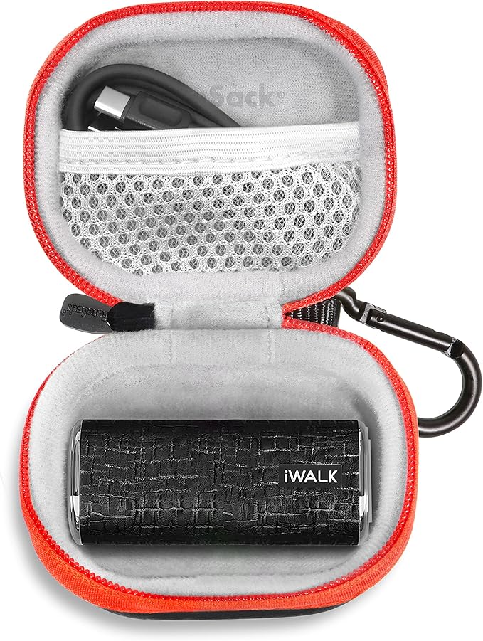 Case for mini Charger Compatible with iWALK Small USB-C Portable Charger, Anker Nano, JEJILL, LanLuk, Charmast, LENUTO, Swyop, VEGER, Feob, Taegila, YHO (Black with Orange Zip)