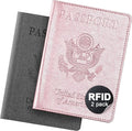 Passport Holder For Women And Men,Passport Cover For Women And Men-Pink&Gray