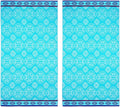 COTTON CRAFT Oversized XL Beach Towel 39 x 68-2 Pack - 100% Cotton Velour - Big & Huge - Pool Picnic Bath Towels - Jacquard Terry Thick Plush Super Soft Luxury - 450 GSM - Summer Trellis Pool Blue