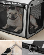 Dog Car Carrier Light Weight 24×17.7×20.5in, Dog Carrier Easy to Assemble, Dog Car Crate Portable and Breathable, Foldable Pet Carrier for Indoor and Outdoor, Dog Travel Crate with Curtain Gray
