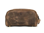 10" Premium Leather Toiletry Travel Pouch With Waterproof Lining Black Color | King-Size Handcrafted Vintage Shaving Kit By Aaron Leather Goods (Brown)