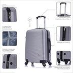 InUSA ROYAL Hardside Luggage with Ergonomic Handles | Spacious Travel Suitcase with Four Spinner Wheels and Studs | 20 Inch Hardside Carry-On Spinner Luggage | Silver