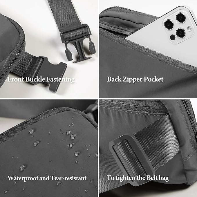 YOSHUYUKI Fanny Pack Crossbody Bag Trendy Waterproof Small Cross Body Purse for Women Men Fashion Waist Packs Mini Belt Pouch Chest Bum Hip Bag Lulu Dupes for Travel Vacation Running Dim Grey