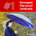 TUMELLA Inverted Windproof Umbrella, Large, Strong, Light, Portable, Automatic Reverse Folding Rain Umbrella, Durable Premium Grip, Fits Car & Backpack