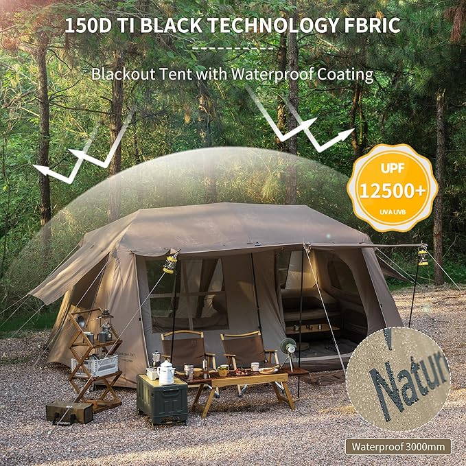 Naturehike Village Instant Tent, Camping Tent with Full Rainfly, Waterproof Large Cabin Tents for Car Camping