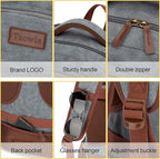 Tzowla Canvas Laptop Backpack, Bag for Men Women,Travel Work Rucksack Fits 15.6 Inch Laptop, Large Capacity Bookbag(Light Grey)