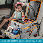 High Road CarHop Front Seat Car Organizer with Car Cup Holder, Passenger Seat Tray and Padded Filing or Cooler Compartment with Side Pocket Storage, Gray