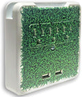 Glamsockets Decorative Wall Mount Surge Protector with 3 Outlets, Dual USB Charging Ports and Phone Holder - USB Charging Center/Multi Function Wall Tap (Turf)