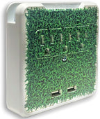 Glamsockets Decorative Wall Mount Surge Protector with 3 Outlets, Dual USB Charging Ports and Phone Holder - USB Charging Center/Multi Function Wall Tap (Turf)