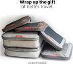 LeanTravel Premium Compression Packing Cubes for Travel - Suitcase Organizer Bags with Double Zipper & Breathable Mesh Panel - Space Saving Carry On Luggage Essentials (6-Pack, Grey, Black, Brown)