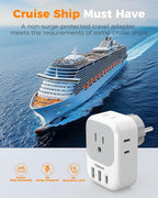 TESSAN Type E F Plug Adapter, Germany France Power Adapter with 3 USB Ports (1 USB C 20W), 4 AC Outlets Travel Adaptor for US to Europe EU Spain Iceland Korea Portugal Greece Russia German French