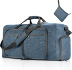Vomgomfom 65L/85L/115L Foldable Travel Duffle Bag, Lightweight Checked Luggage with Shoe Compartment, Water-Resistant Weekender Overnight Bag for Men & Women