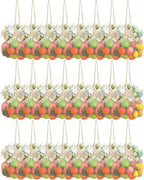 Woanger 24 Pcs Reusable Cotton Mesh Produce Shopping Bags Long Handle Washable Grocery Net Portable Fruit and Vegetable Cotton String Bags Beige Net Tote Organizer