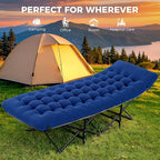 JEAREY 2-Piece Camping Cot for Sleeping 28" Extra Wide, Heavy-Duty 1200D Oxford Foliding Cots for Adults Portable with Mattress, Carry Bag for Guest, Travel, Hiking, Navy