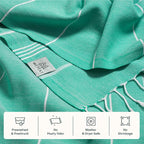 WETCAT Turkish Beach Towel Oversized (38"x71") 100% Turkish Cotton, Made in Turkey - Sand Free, Extra Large, Ultra Soft, Quick Drying, Compact & Lightweight for Travel - Mint Green