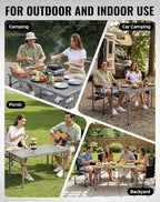 KingCamp Folding Camping Table Foldable Loads 265 Lbs, 42.1"× 27.6" Portable Table 3 Adjustable Height Aluminum Roll Up Camp Table with Carry Bag for Camping Picnic BBQ Backyard, Indoor & Outdoor