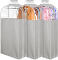 MISSLO 10" Gusseted Garment Bags for Hanging Clothes 40" Clear Suit Bags for Closet Storage Suits Cover Coat Protector, 3 Packs, Grey