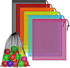 6PCS Multicolor Mesh Bag Drawstring, 14 x 17 Inch Net Bag with Lock, Multipurpose Storage Bags for Gym, Laundry, Balls, Beach and Toys
