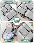 WTREE 4-Piece Packing Cubes Travel Accessories Set for Suitcases - Luggage Organizer Bags with Double Zipper - Mesh Top - Medium - Beige