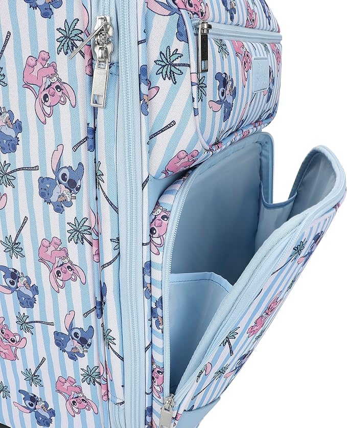 Bioworld Disney Stitch & Angel Ice Cream Blue 20" Adult Softside Rolling Luggage