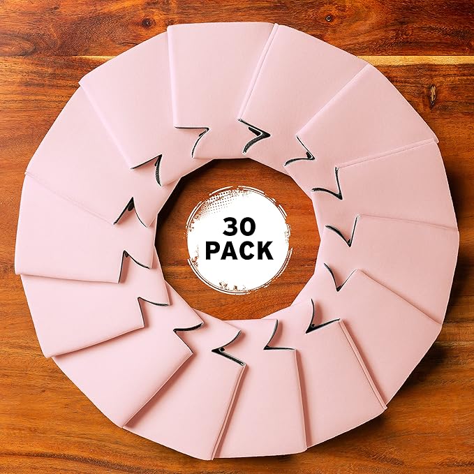 Blank Beer Can Coolers Sleeves (30-Pack) Soft Insulated Beer Can Coolies - HTV Friendly Plain Koolies in Bulk for Beer Cans & Bottles - Coolie Blanks for Vinyl Projects & Wedding Favors (Blush)