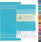 WETCAT Turkish Beach Towel Oversized (38"x71") 100% Turkish Cotton, Made in Turkey - Sand Free, Extra Large, Ultra Soft, Quick Drying, Compact & Lightweight for Travel - Turquoise