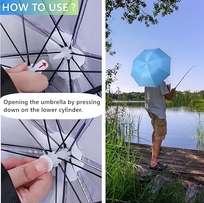 3 Pack Umbrella Hat, Sports Head Umbrella Hats for Adult Women, 26" Diameter Folding Waterproof Rainbow Fishing Headwear for Outdoor Party Beach Hiking