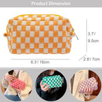 PAZIMIIK Checkered Makeup Bag for Purse Portable Zipper Make Up Pouch Small Cosmetic Case for Travel Accessories (6PCS Orange)
