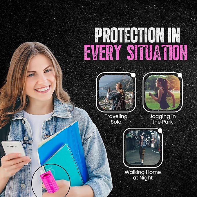 Police Magnum Personal Safety Alarm & Pepper Spray Combo Self Defense Pack for Women- Loud 135db Siren with Light & Max Strength Flip Top Pepper Spray Protection