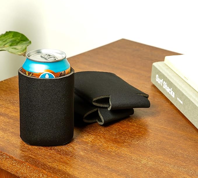 Blank Beer Can Coolers Sleeves (30-Pack) Soft Insulated Beer Can Cooler Sleeves - HTV Friendly Plain Black Can Sleeves for Soda, Beer & Water Bottles - Blanks for Vinyl Projects Wedding Favors & Gifts