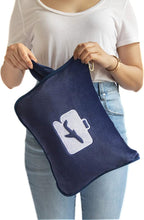 EverSnug Travel Friendly Blanket and Pillow Bundle – Airplane Travel Accessories with Soft Bag Pillowcase for Women & Kids, Hand Luggage Sleeve and Backpack Clip | Color Includes Navy Blue & Grey