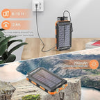 Solar Charger Power Bank 20000mAh Portable Charger with 4 Built-in Cables and USB-C in/Output, Dual Emergency Flashlights, Waterproof Outdoor Battery Pack for Camping, Hiking, Travel, and Storm Prep