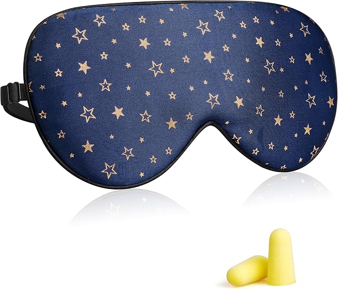 Silk Sleep Eye Mask for Men Women, Comfortable Super Soft Eye Mask with Adjustable Strap, 100% Pure Silk, Works with Every Nap Position, Ultimate Sleeping Aid Blindfold, Blocks Light, Jersey Slumber