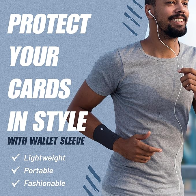 Wallet Sleeve, Wallet Wristband - Anti-Pickpocket -RFID Anti-theft - Lightweight -Perfect for Travel, Running, Hiking,3 Pack