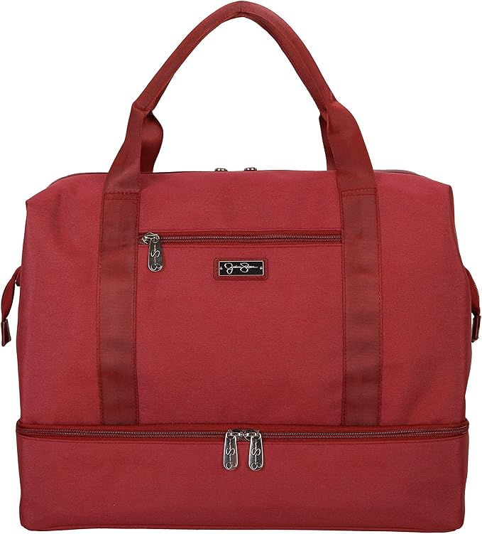 Jessica Simpson Countryside 3-Piece Set (21", Tote & Weekender) Expandable 8-Wheel Spinner Large Checked Luggage Suitcase, Burnt Russet