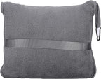 BlueHills Premium Soft Travel Blanket Pillow Airplane Flight Blanket Throw Bag Pillowcase Compact Large 2 in 1 Combo Warm Traveling Plane Essentials Portable Gifts Lightweight Grey Gray T007