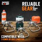 Smokey Camp Camping Cookware Mess Kit Set with Stove - Backpacking Camping Pots and Pans Set, All in One Non-Stick Camping Cooking Set, Portable Stove, Hiking, Picnic, Outdoor & Camping Cookware Set