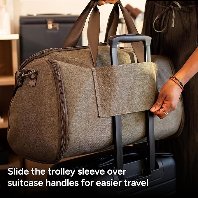 Halfday Convertible 2-in-1 Garment Duffel Weekender Bag 40L: Wrinkle-Free Travel (Hanging Suit Compartment, Shoe Pockets, Trolley Sleeve), Durable & Water-Resistant Carry-on, Cactus