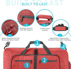 Vomgomfom 65L/85L/115L Foldable Travel Duffle Bag, Lightweight Checked Luggage with Shoe Compartment, Water-Resistant Weekender Overnight Bag for Men & Women